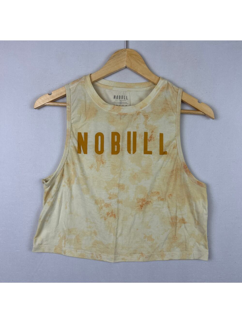 Nobull Cropped Tank Top Shirt Crew Neck Yellow Women's Size S